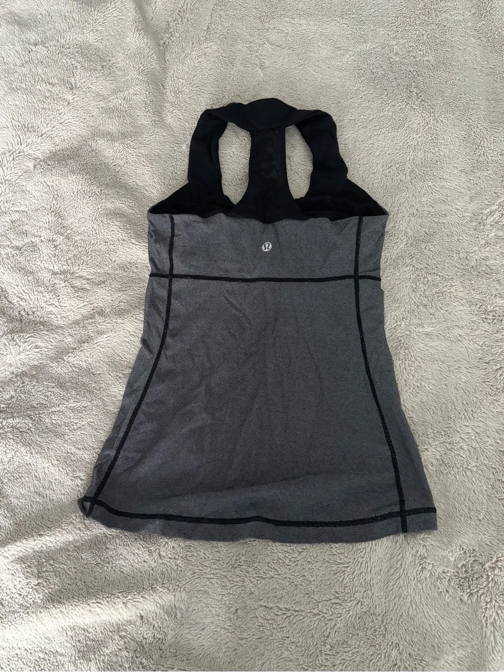 Lululemon Scoop Neck Tank in White Black Microstripe/Black